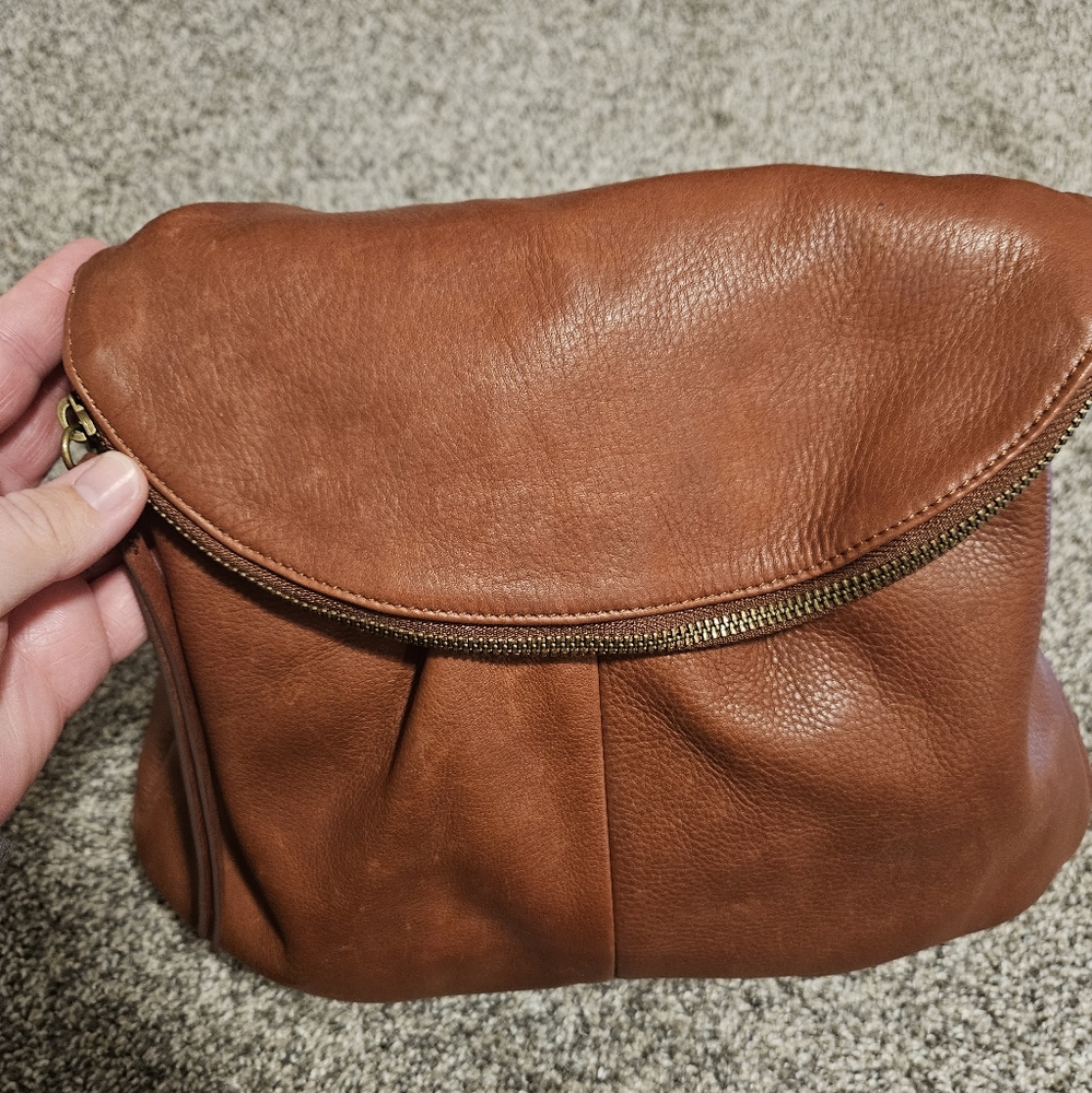 Margot Brown Leather Purse. Hobo, Boho. Fold Over. Shoulder Bag Purse - Picture 7 of 15